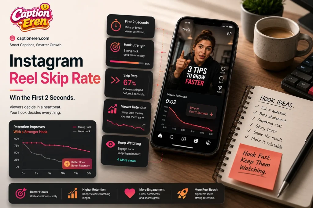 Instagram Reel Skip Rate view by captioneren.com
